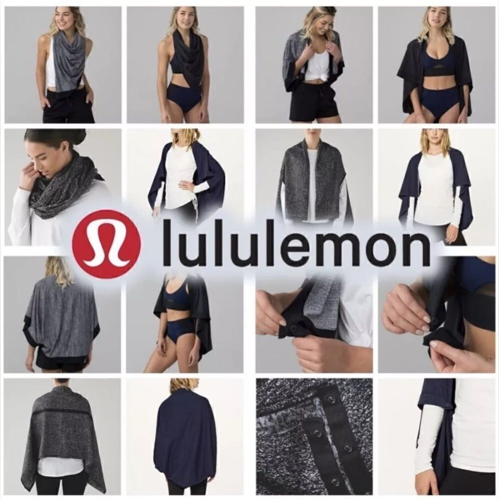 Lululemon Vinyasa Wrap Scarf Jacquard Black Arm Holes Convertible Rulu Fabric